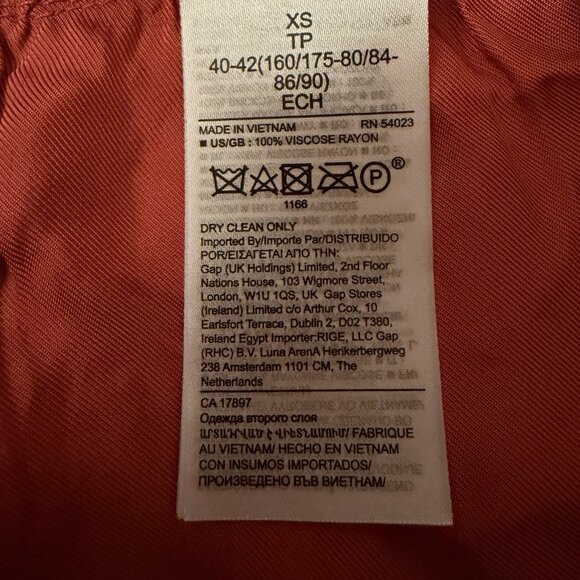 BANANA REPUBLIC Women’s Utility Dress Orange-Pink Size XS Long Sleeve Oversized - Picture 8 of 10